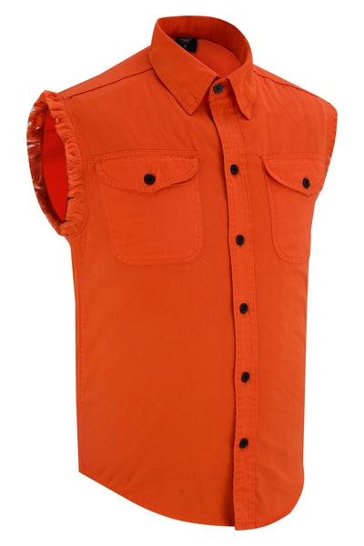DM6003 Men’s Orange Lightweight Sleeveless Denim Shirt
