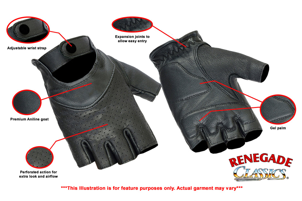 Renegade Classics - RC8 Women's Perforated Fingerless Glove