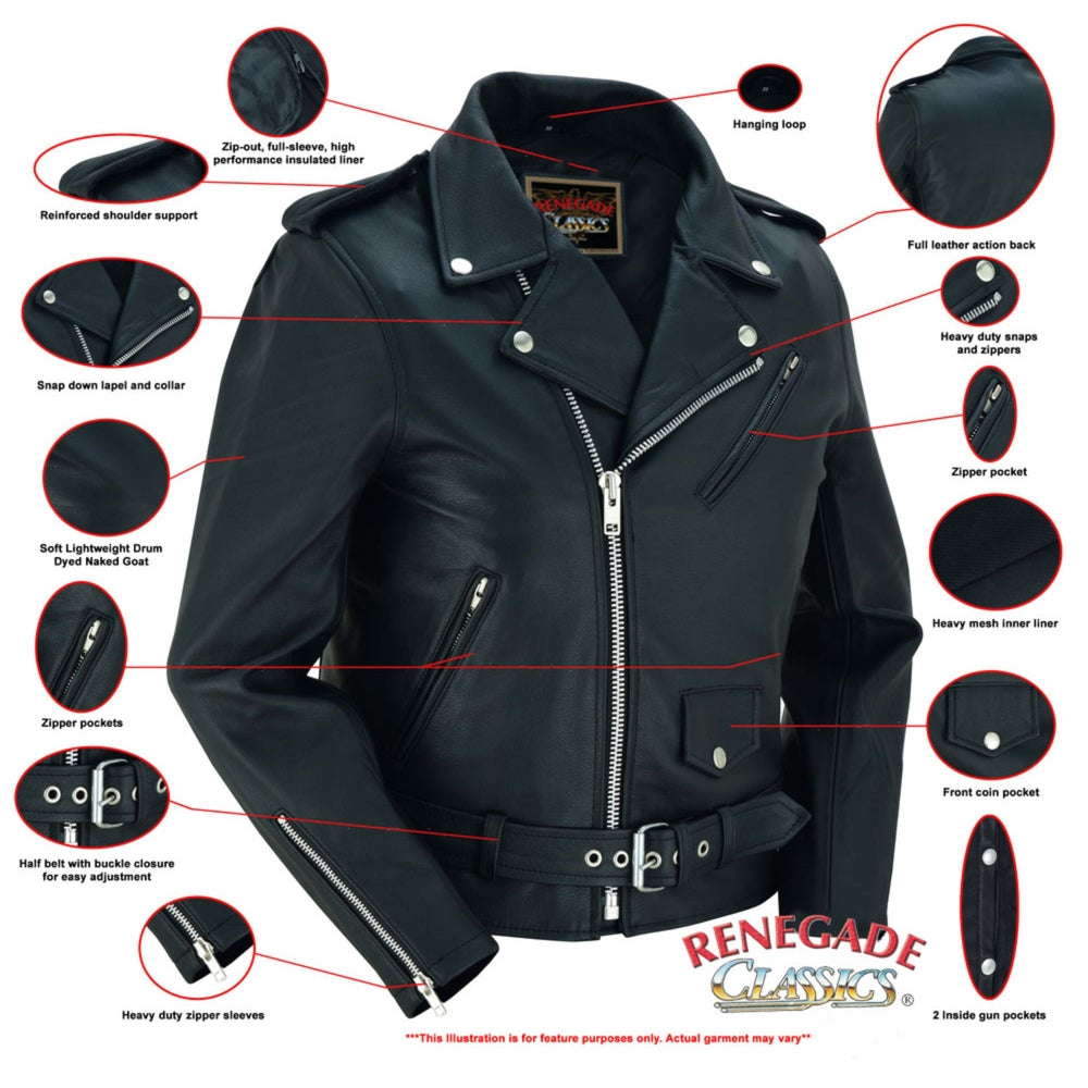 Renegade Classics - RC850 Women's Classic Lightweight Police Style M/C Jacket