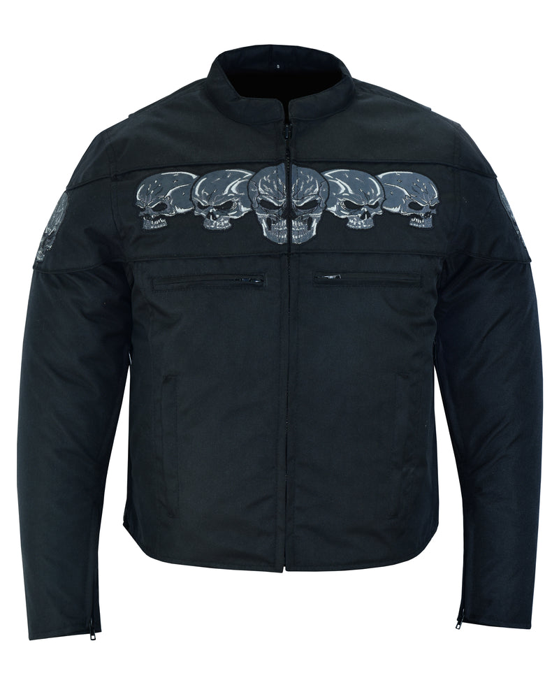DS600 Men's Textile Scooter Style Jacket w/ Reflective Skulls