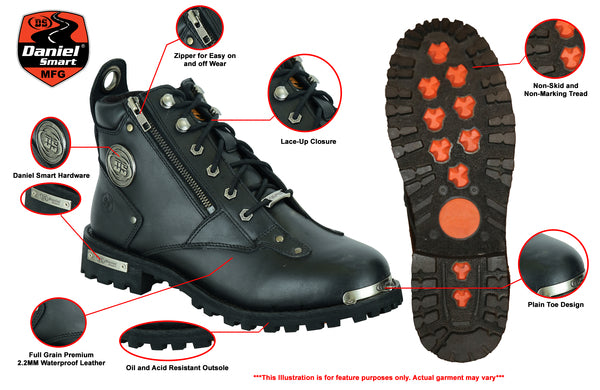 DS9730 Men's 6'' Side Zipper Plain Toe Boot