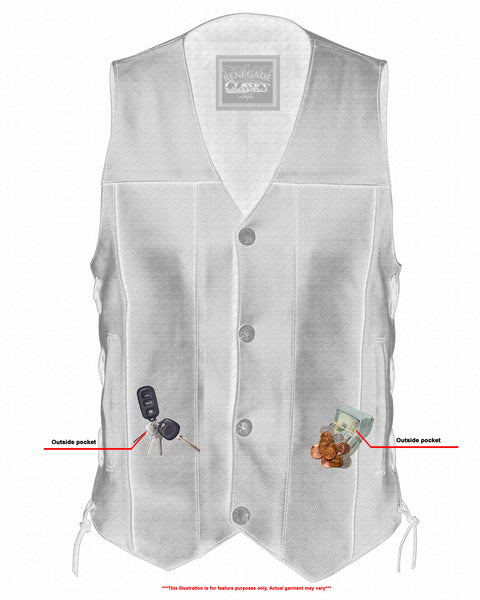 Renegade Classics - RC142 Men's Single Back Panel Concealed Carry Vest (Buffalo Nickel Head Snaps)