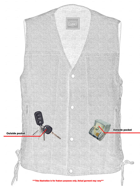 Renegade Classics - RC905BK Men's Single Back Panel Concealed Carry Denim Vest
