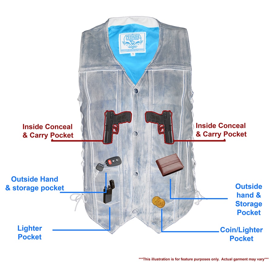 Milwaukee Leather - Men’s Brown Distressed 10 Pocket Vest