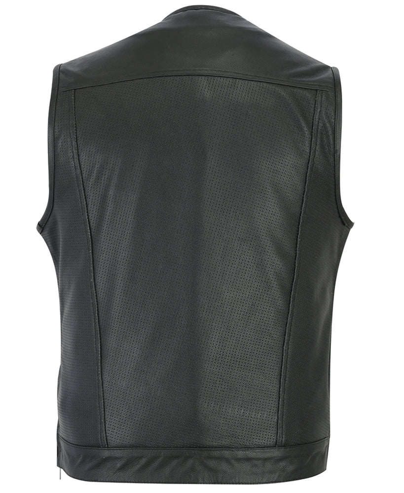 DS183 Men's Premium Perforated Single Back Panel Concealment Vest W/O Collar