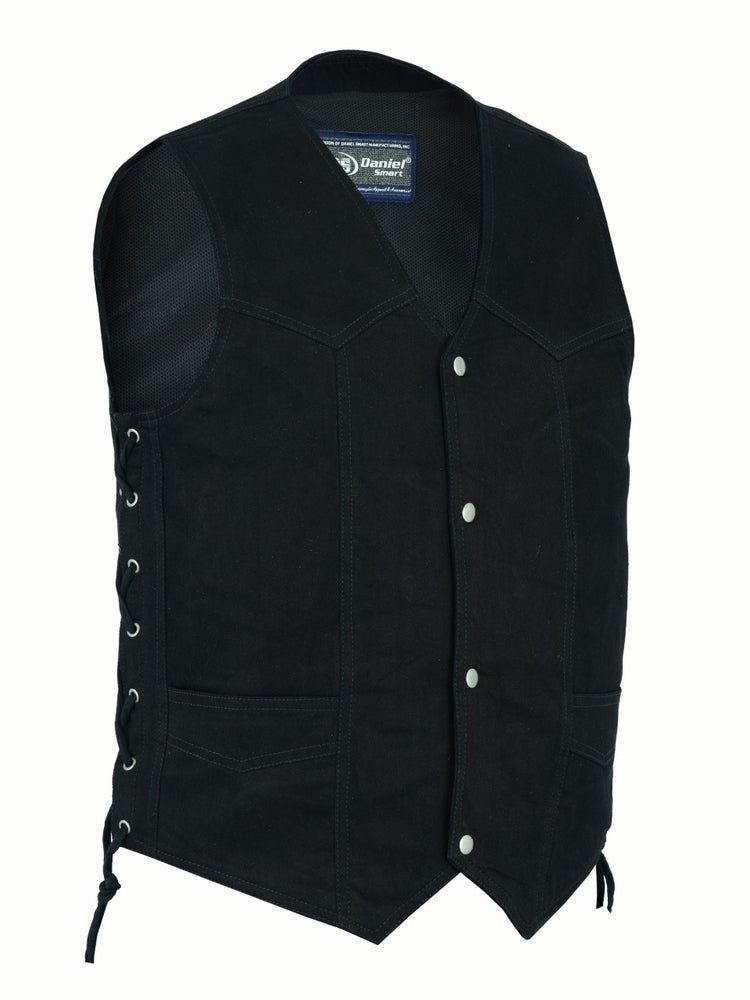DM911 Men's Traditional Denim Vest with Side Laces