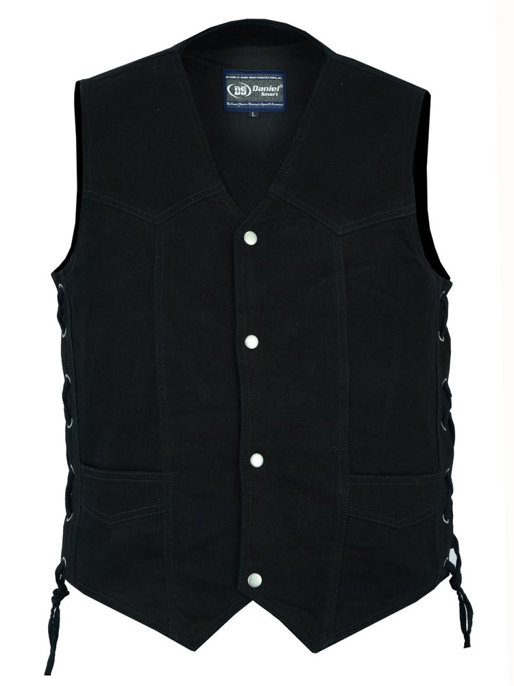 DM911 Men's Traditional Denim Vest with Side Laces