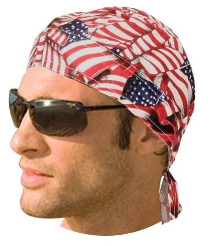 HW2672 Headwrap Tossed American Flag