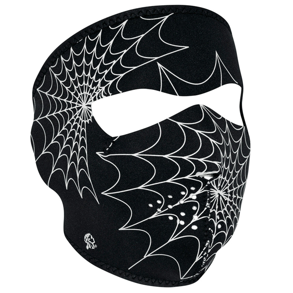 WNFM057G ZAN® Full Mask- Neoprene- Spider Web, Glow in the Dark