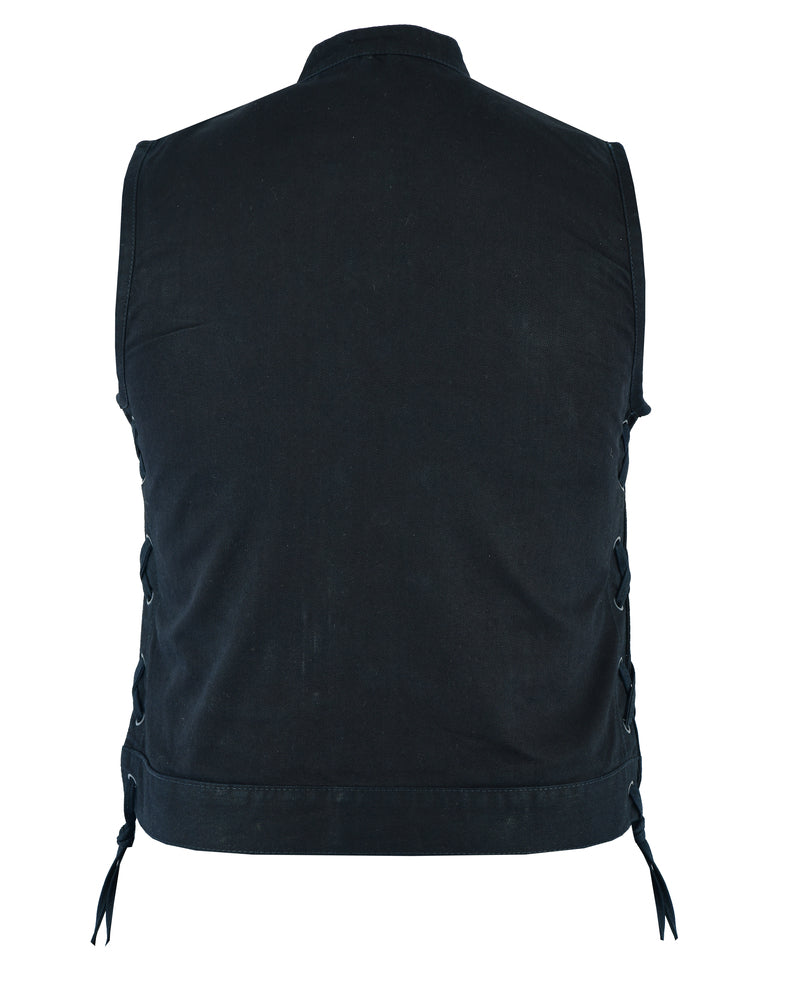 DM986 Women's Advance Side Laces Black Construction Denim Vest