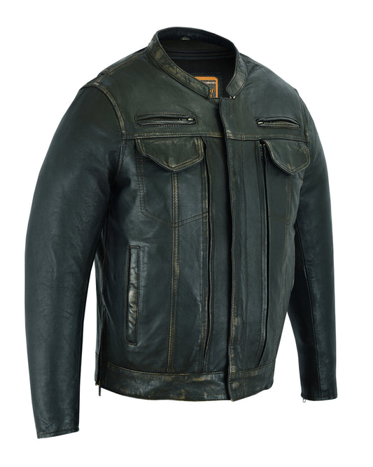 Men's Distressed Leather Jacket