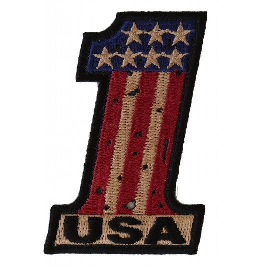 P3566 Number 1 USA Vintage Flag and Stars Patch