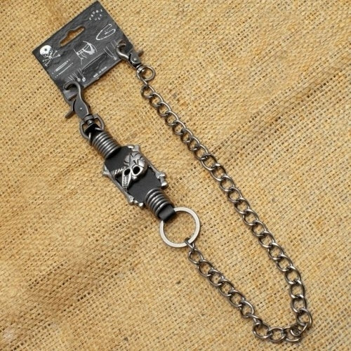 WA-WC7035 Wallet Chain with a skull metal rings and leather designs