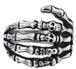 R104 Stainless Steel Skull Fingers Biker Ring