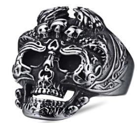 R114 Stainless Steel Skelator Skull Face Biker Ring