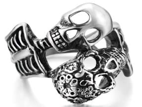 R126 Stainless Steel His And Her Skull Biker Ring