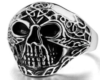 R131 Stainless Steel Skull Biker Ring