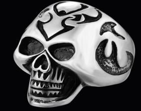 R137 Stainless Steel Big Head Skull Biker Ring