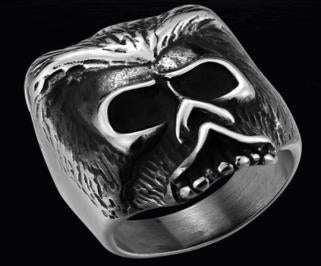 R140 Stainless Steel Bearded Skull Biker Ring