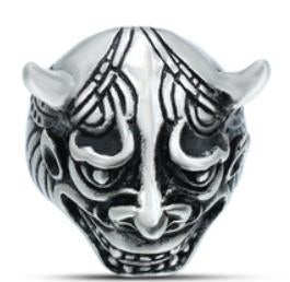 R148 Stainless Steel Devil Face Skull Biker Ring