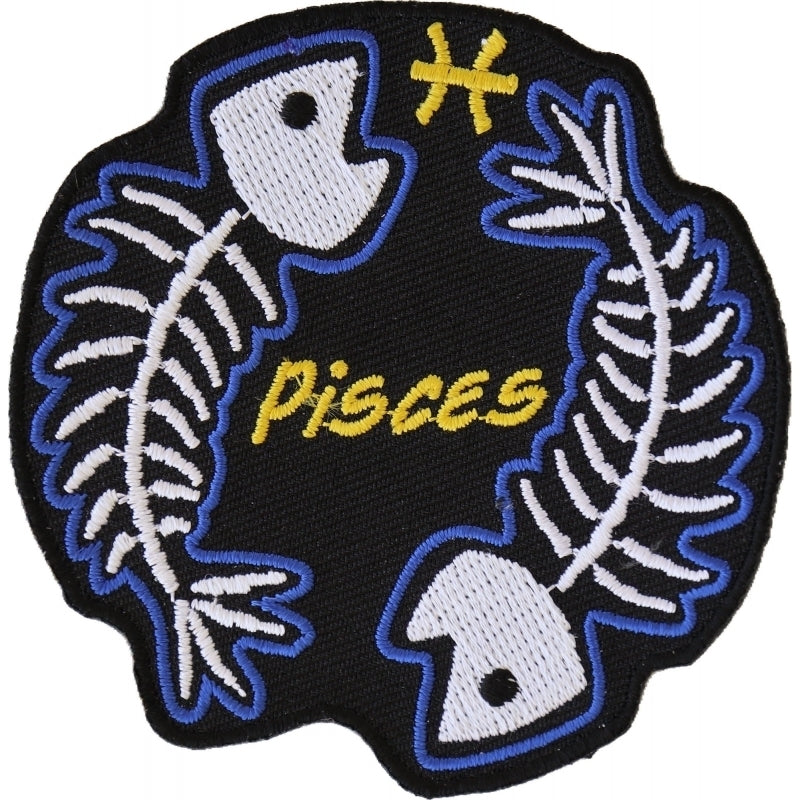 P5473 Pisces Skull Zodiac Sign Patch
