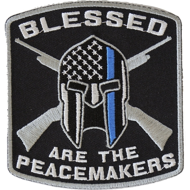 P4622 Blessed Are The Peacemakers Thin Blue Line Patch For Law Enforcement