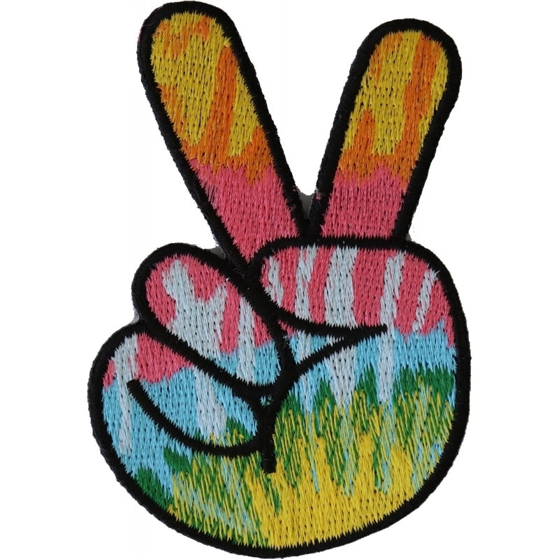P5521 Colorful Peace Fingers Hand Sign Iron On Patch