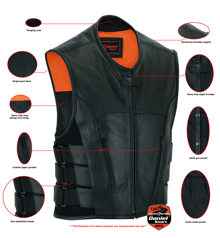 Bulletproof Style Leather Motorcycle Vest - 13 Color Options