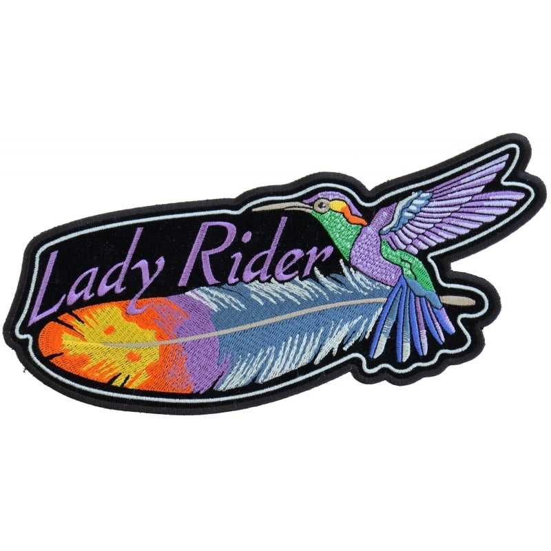 PL5824 Hummingbird Lady Rider Feather Embroidered Iron on Patch