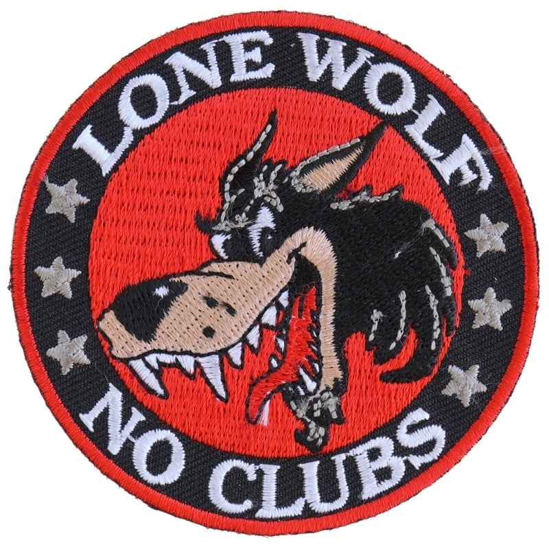 P2949 Lone Wolf No Clubs Biker Patch