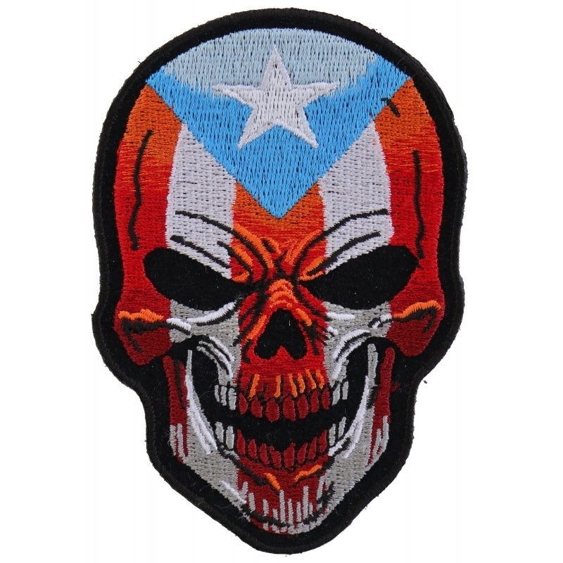 P5137 Puerto Rican Skull Patch With Puerto Rico Flag