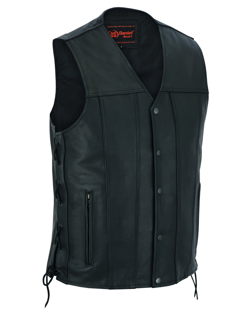 DS161TALL Men's Tall Classic Tapered Bottom Biker Leather Vest