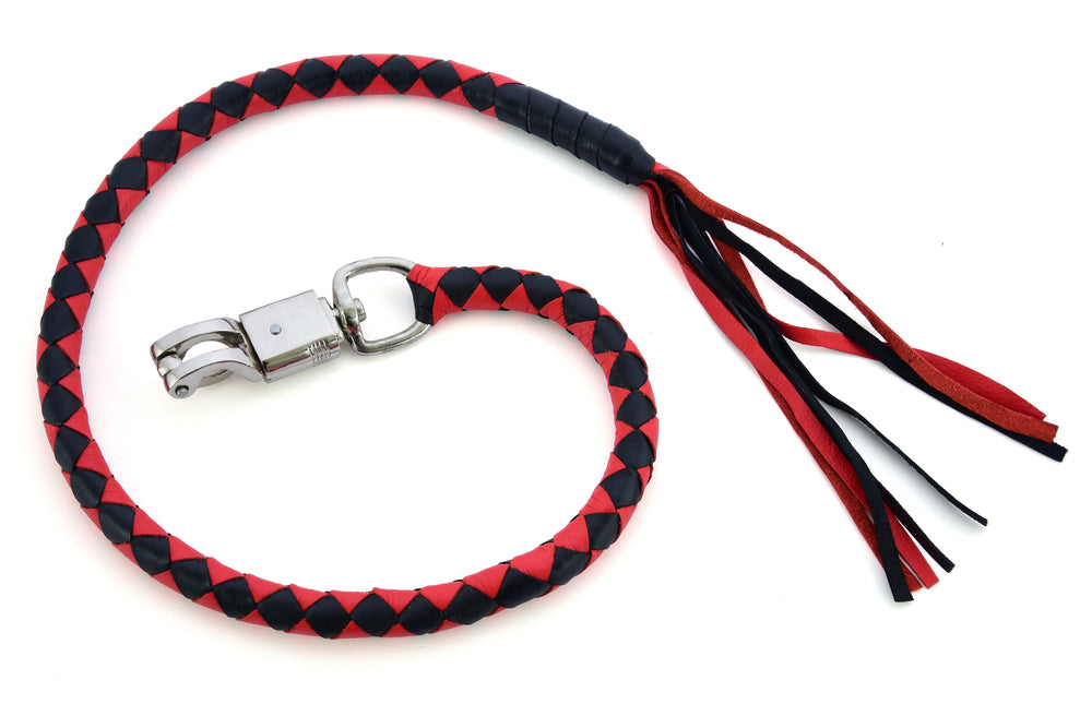 GBW203 Leather Biker Whip-Red/Black