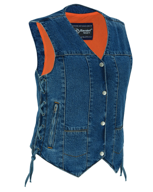 DM948 Women's 6 Pocket Denim Utility Vest - Blue