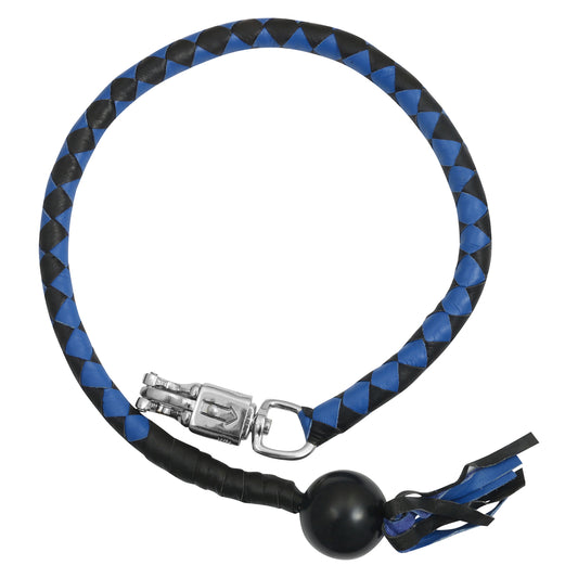 GBW210B Leather Biker Whip-Blue/Black W / Black Pool Ball