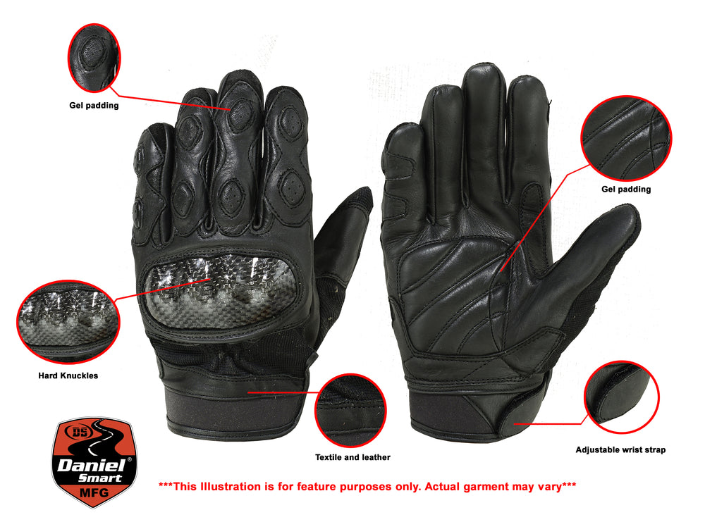 DS55BK Leather/ Textile Sporty Glove