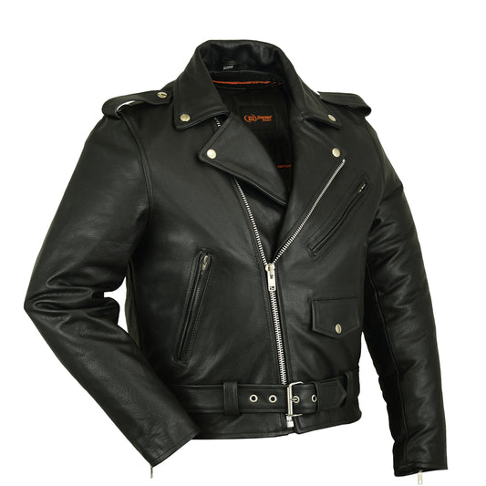 Men's Classic Plain Side Police Style M/C Jacket