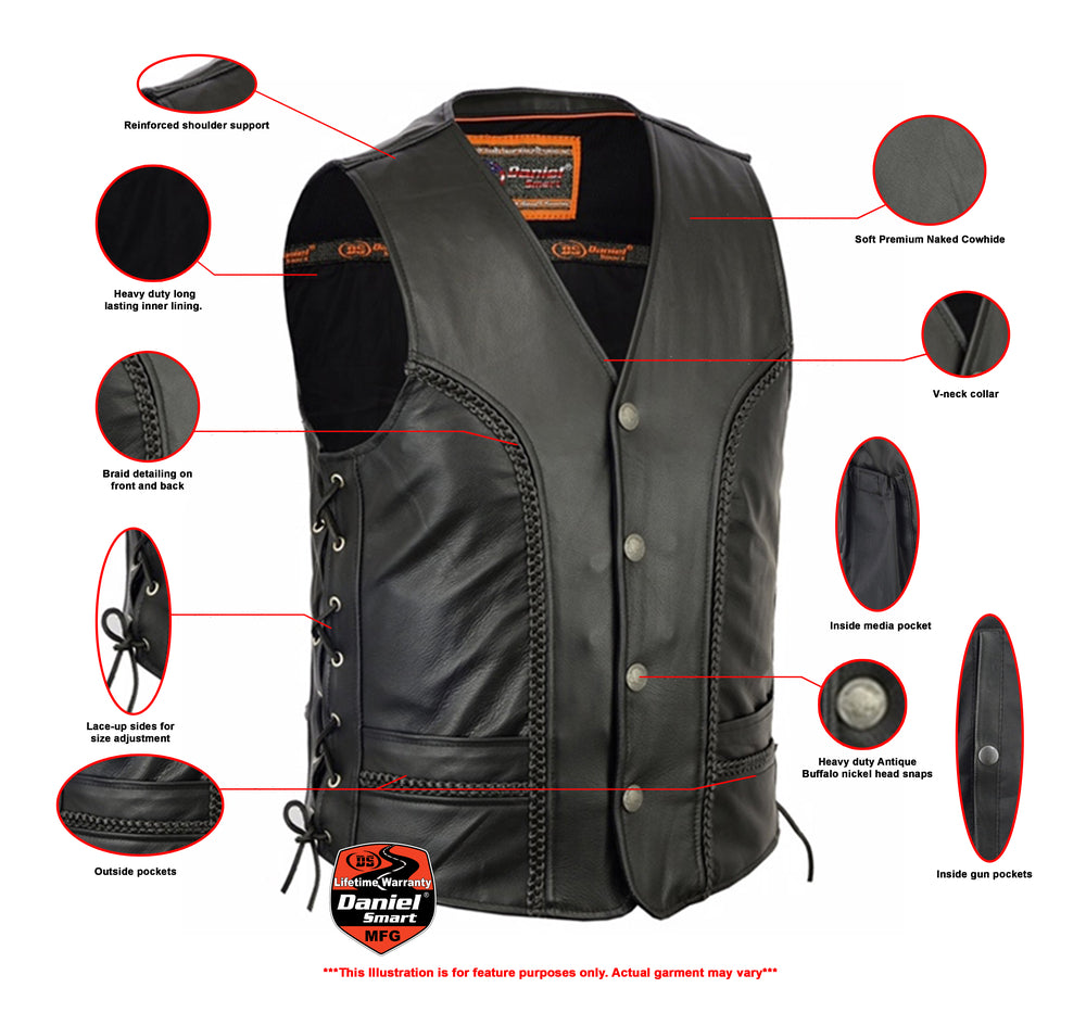 DS125 Men's Single Back Panel Concealed Carry Vest (Buffalo Nickel He