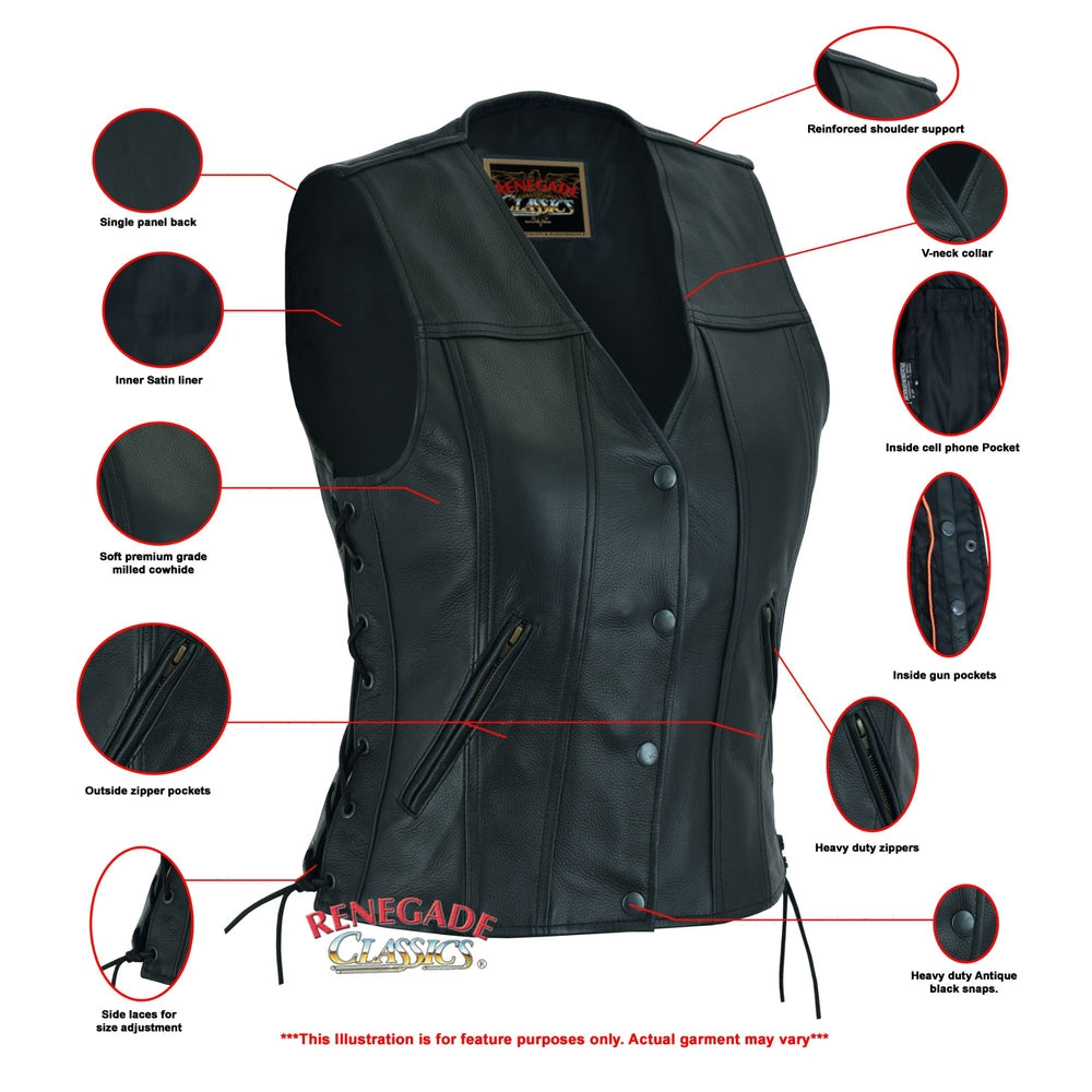 Renegade Classics - RC205 Women's Single Back Panel Concealed Carry Vest