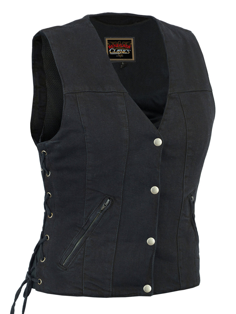 Renegade Classics - RC906BK Women's Single Back Panel Concealed Carry Denim Vest
