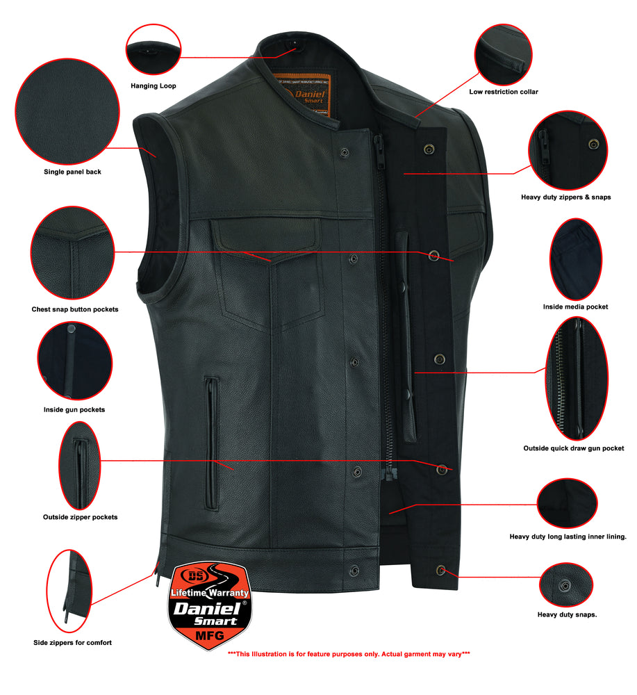 Men's Leather Concealed Carry Vest