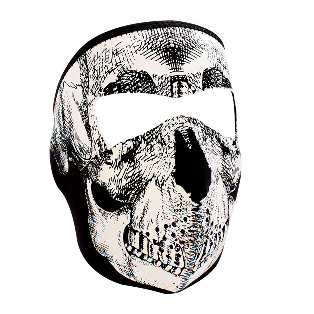 WNFM002G ZAN® Full Mask- Neoprene- Black and White Skull- Glow