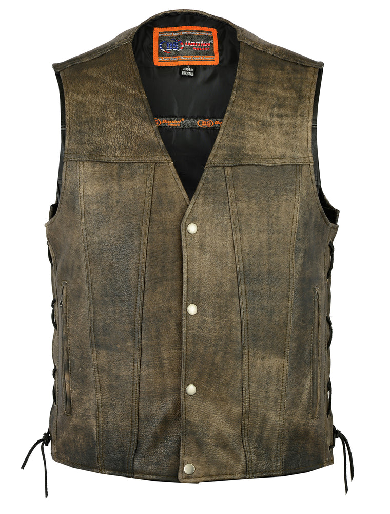 DS107 Men's Antique Brown Single Back Panel Concealed Carry Vest