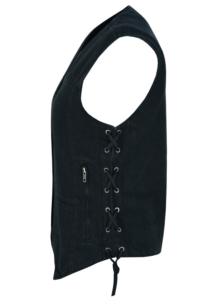 DM947 Women's 6 Pocket Denim Utility Vest - Black