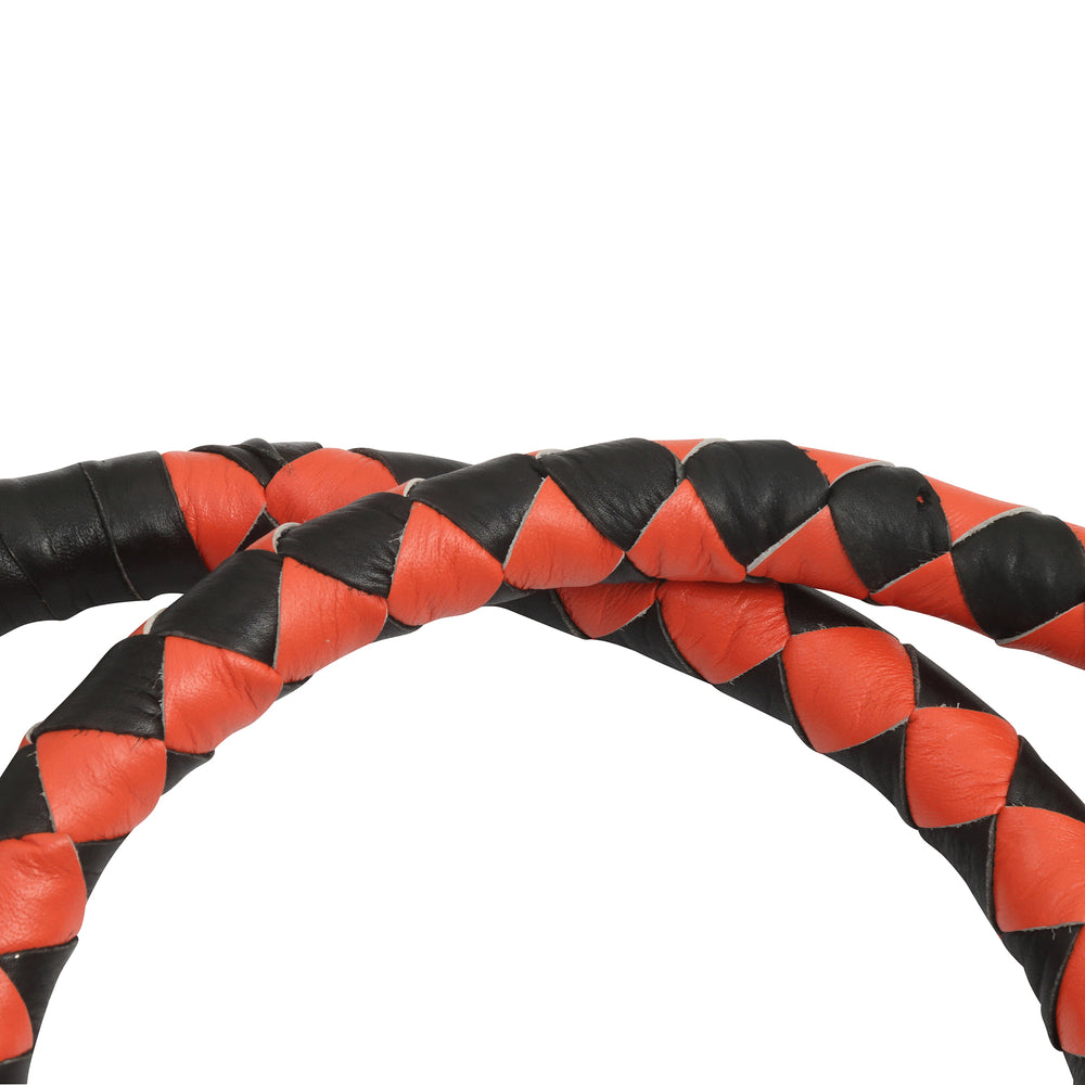 GBW209B Leather Biker Whip-Orange/Black W / White Pool Ball