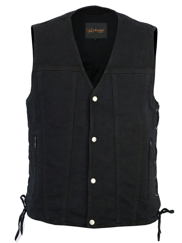 DM901   Men's Leather/Denim Combo Vest Without Collar
