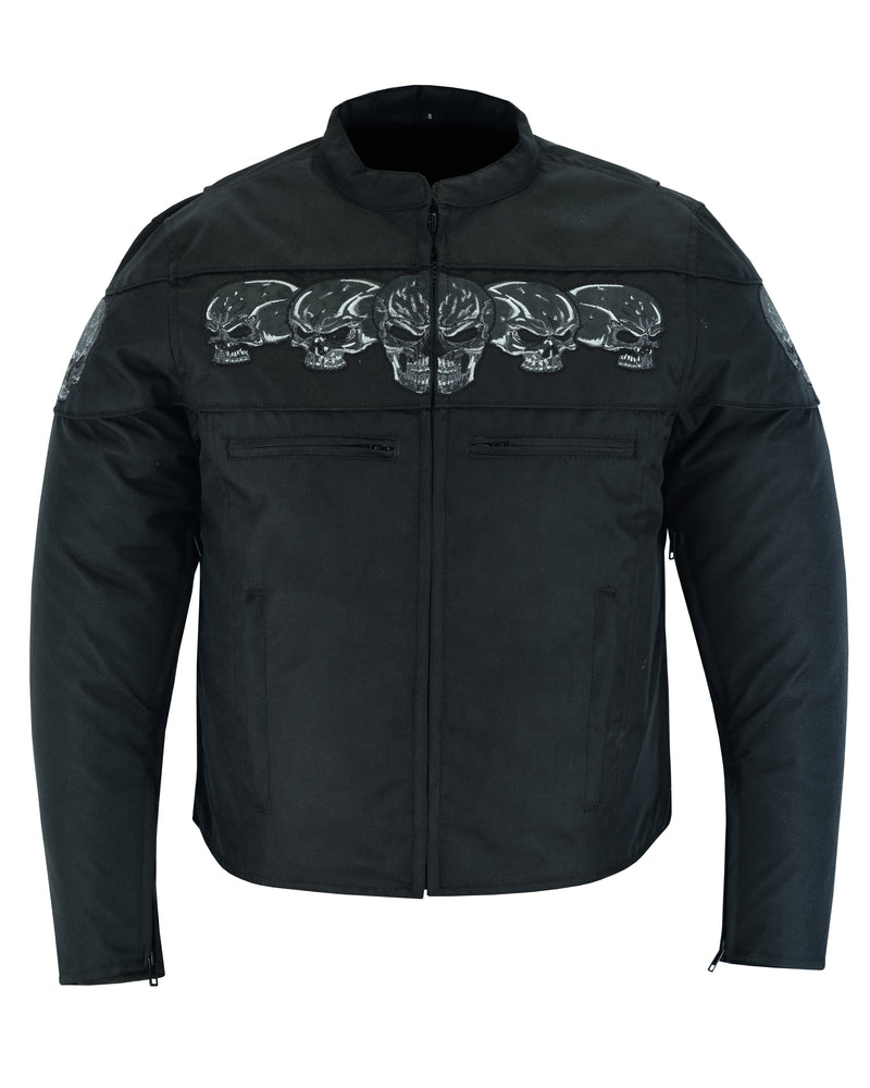 DS600 Men's Textile Scooter Style Jacket w/ Reflective Skulls