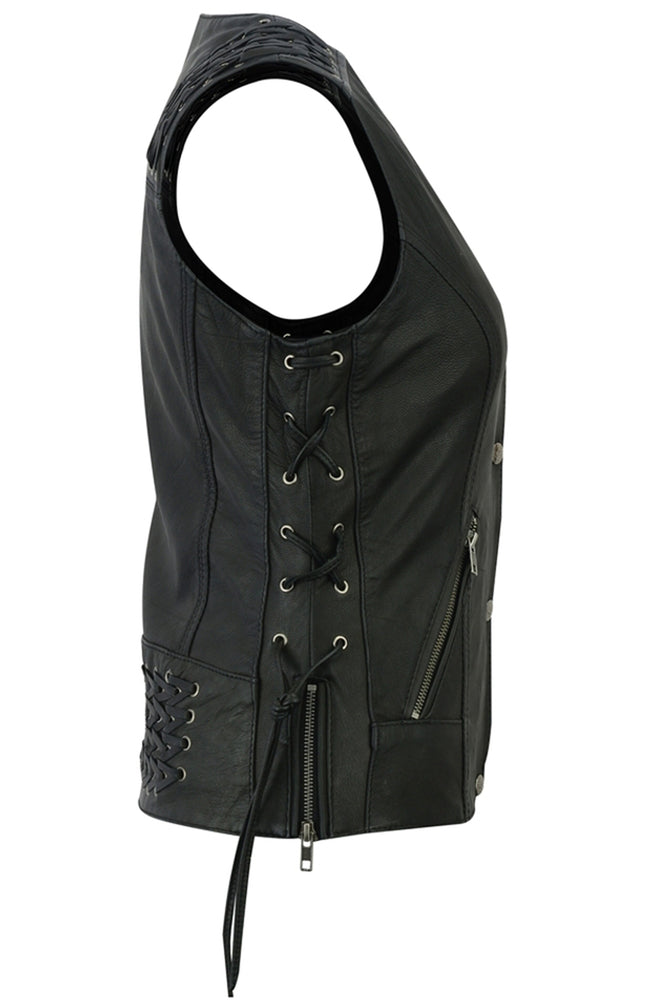 DS285 Women's Vest with Grommet and Lacing Accents