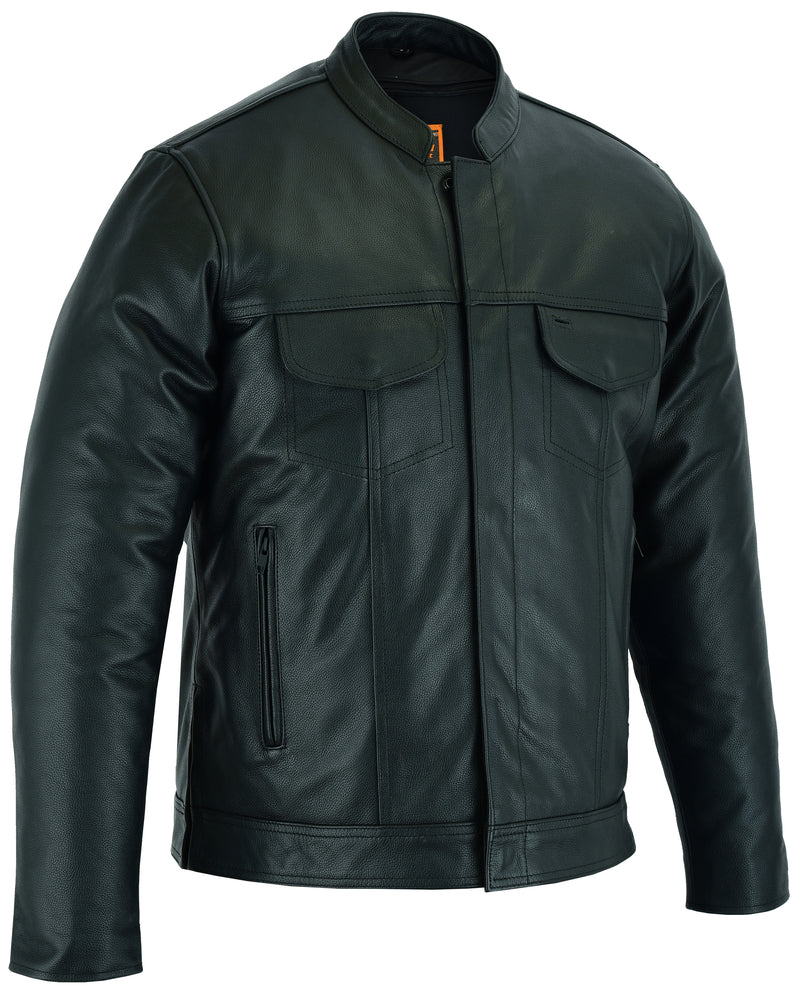 DS788 Men's Full Cut Leather Shirt with Zipper/Snap Front