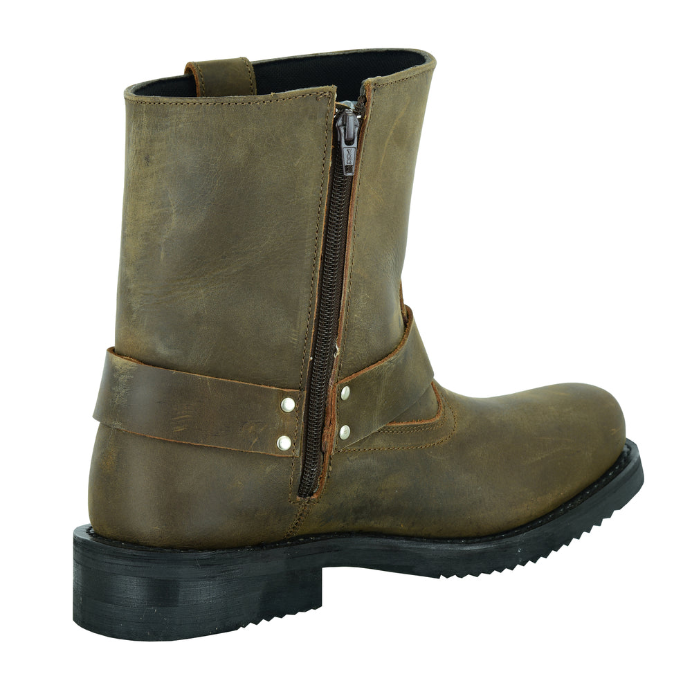 DS9742 Men's Side Zipper Waterproof Boots- Brown